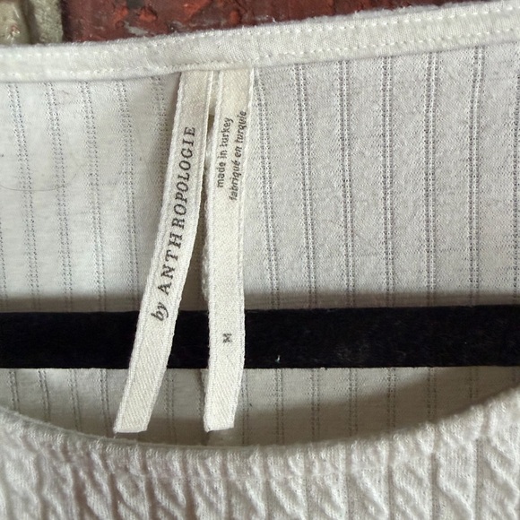 🤍 Anthropologie Cloth & Stone White Textured Puff Sleeve Top | M - Picture 2 of 3